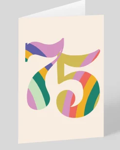 Raspberry Blossom Birthday|Birthday Cards*Personalised Colourful Rainbow Striped Numbers 75th Birthday Card | Ohh Deer