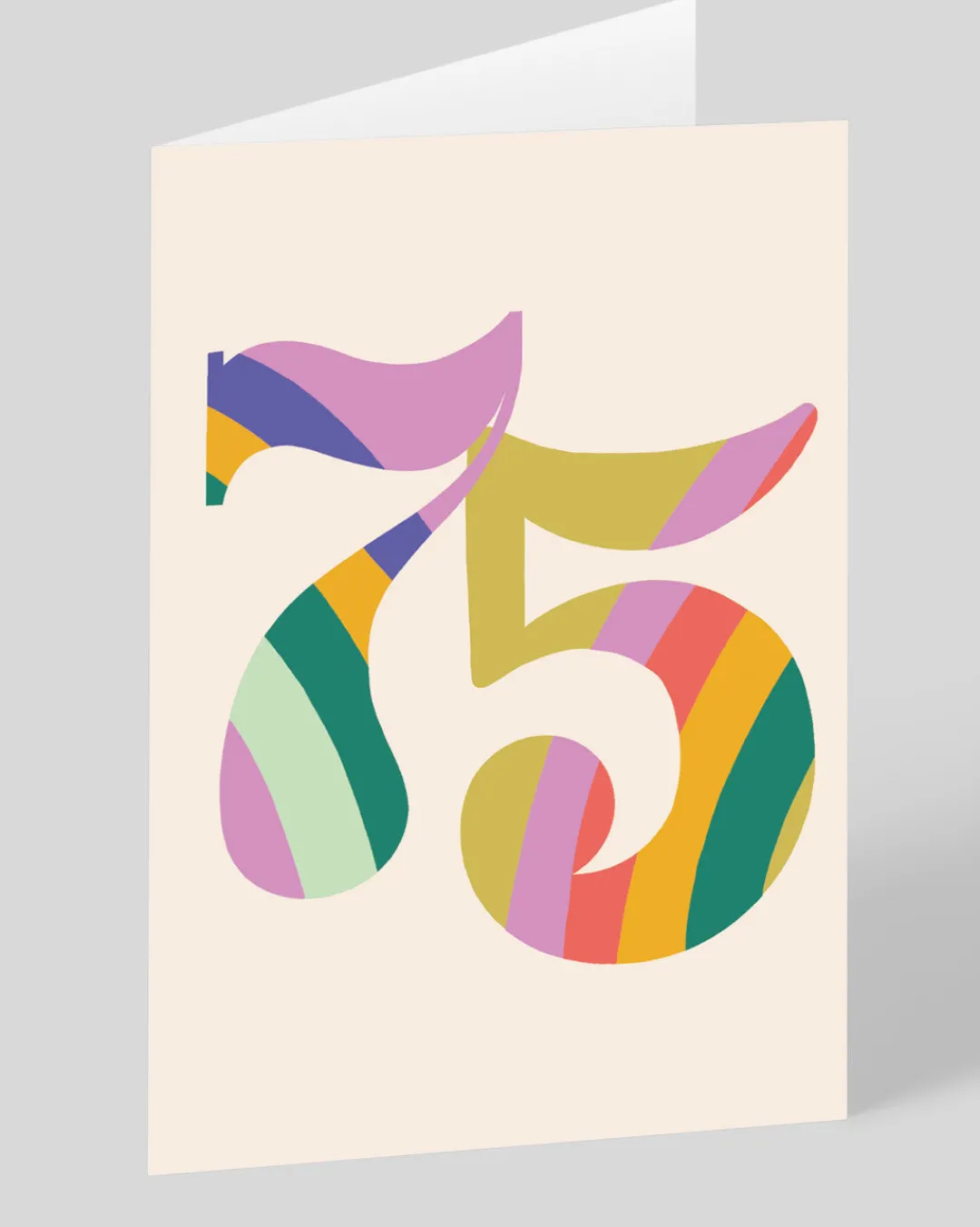 Raspberry Blossom Birthday|Birthday Cards*Personalised Colourful Rainbow Striped Numbers 75th Birthday Card | Ohh Deer