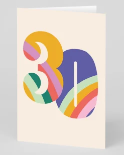 Raspberry Blossom Birthday|Birthday Cards*Personalised Colourful Rainbow Numbers 30th Birthday Card