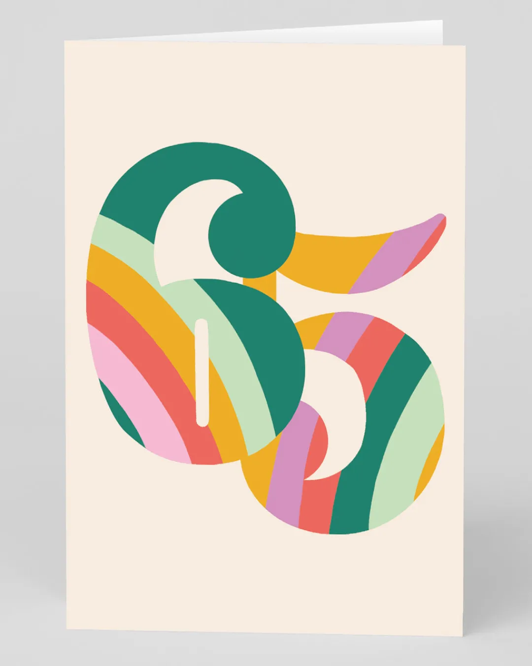 Raspberry Blossom Birthday|Birthday Cards*Personalised Colourful Rainbow Striped Numbers 65th Birthday Card | Ohh Deer