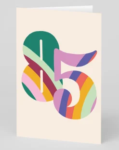 Raspberry Blossom Birthday|Birthday Cards*Personalised Colourful Rainbow Striped Numbers 85th Birthday Card | Ohh Deer