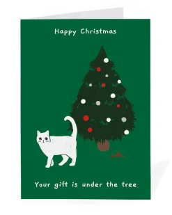 Ken The Cat Christmas|Christmas Cards*Personalised Gift Under the Tree Christmas Card | Ohh Deer