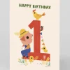Raspberry Blossom Birthday|Birthday Cards*Personalised Gorgeous Farmer Pig 1st Birthday Card | Ohh Deer