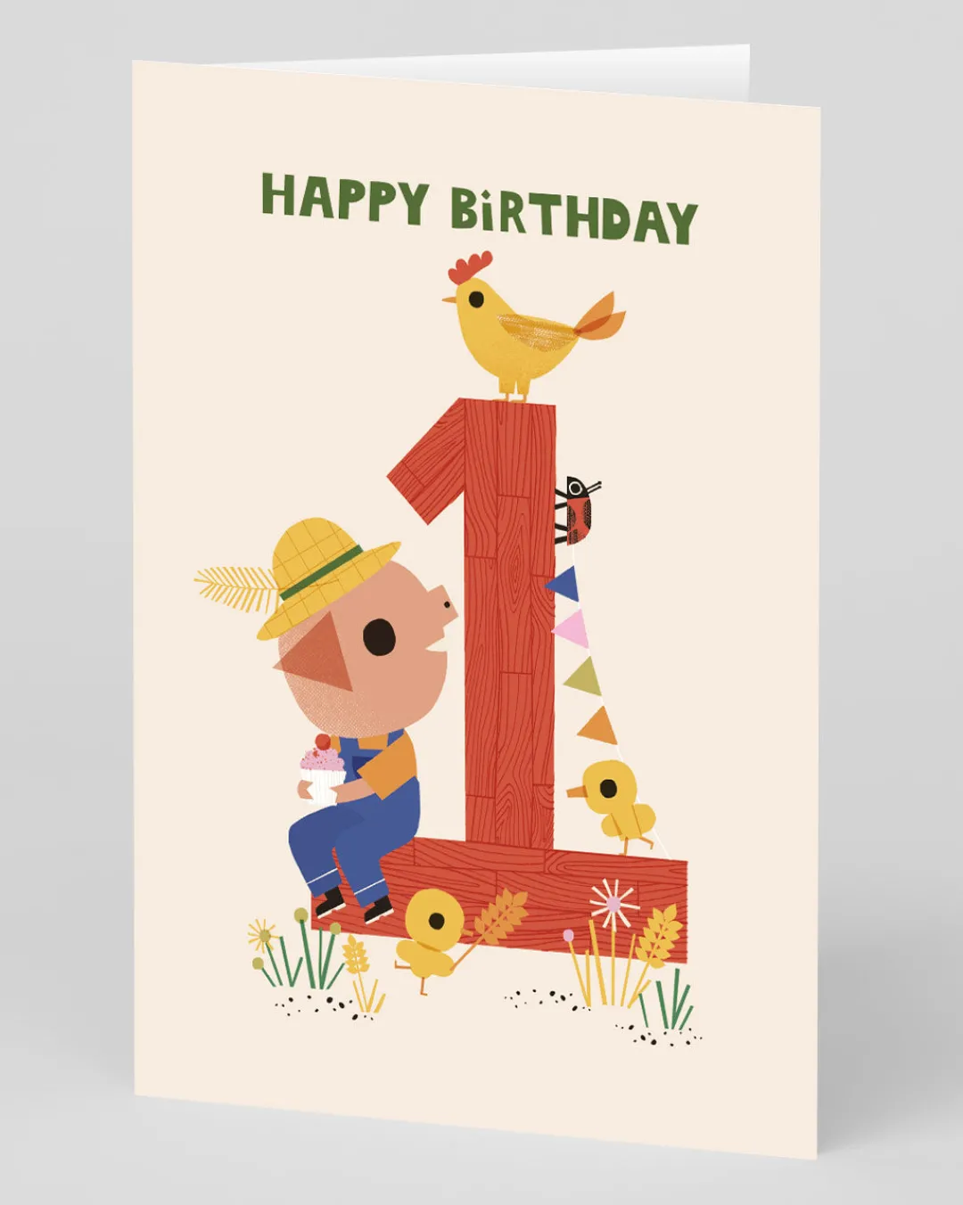 Raspberry Blossom Birthday|Birthday Cards*Personalised Gorgeous Farmer Pig 1st Birthday Card | Ohh Deer