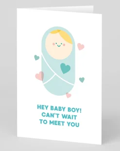 Stormy Knight Congratulations|New Arrival*Personalised Hey Baby Boy New Baby Card