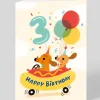 Stormy Knight Birthday|Birthday Cards*Personalised Hotdog Car 3rd Birthday Card