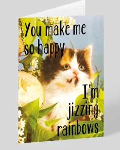 Smitten Kitten Valentine's Day|Anniversary*Personalised Jizzing Rainbows Greeting Card | Ohh Deer