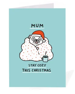 Gemma Correll Christmas|Christmas Cards*Personalised Mum Stay Cosy Pug Christmas Card | Ohh Deer