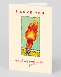 Offensive + Delightful Valentine's Day|Anniversary*Personalised Pants On Fire Greeting Card | Ohh Deer