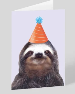 Ohh Deer Birthday|Congratulations*Personalised Party Hat Sloth Greeting Card |