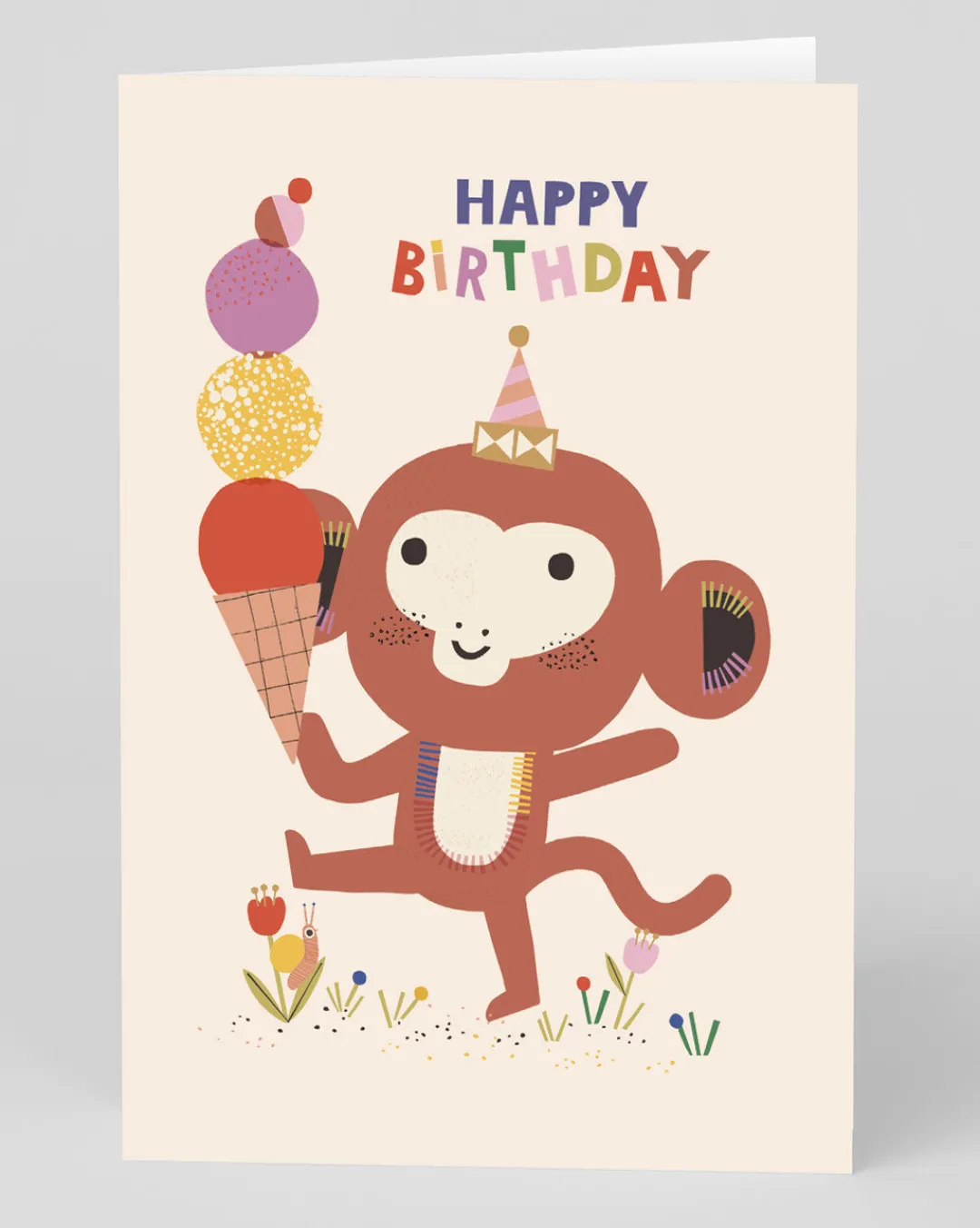 Raspberry Blossom Birthday|Birthday Cards*Personalised Playful Monkey And Ice Cream Birthday Card | Ohh Deer