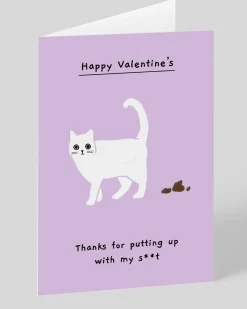 Ken The Cat Valentine's Day*Personalised Thanks For Putting Up With My Sh*t Valentine's Day Card | Ohh Deer