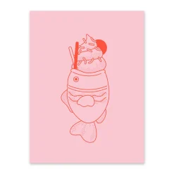 Ohh Deer Prints*Pink and Red Fish Ice Cream Riso Print (8x6)