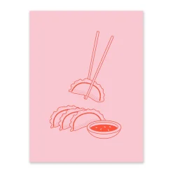 Ohh Deer Prints*Pink and Red Gyoza 1 Riso Print (8x6)