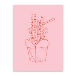 Ohh Deer Prints*Pink and Red Noodle Box Riso Print (8x6)