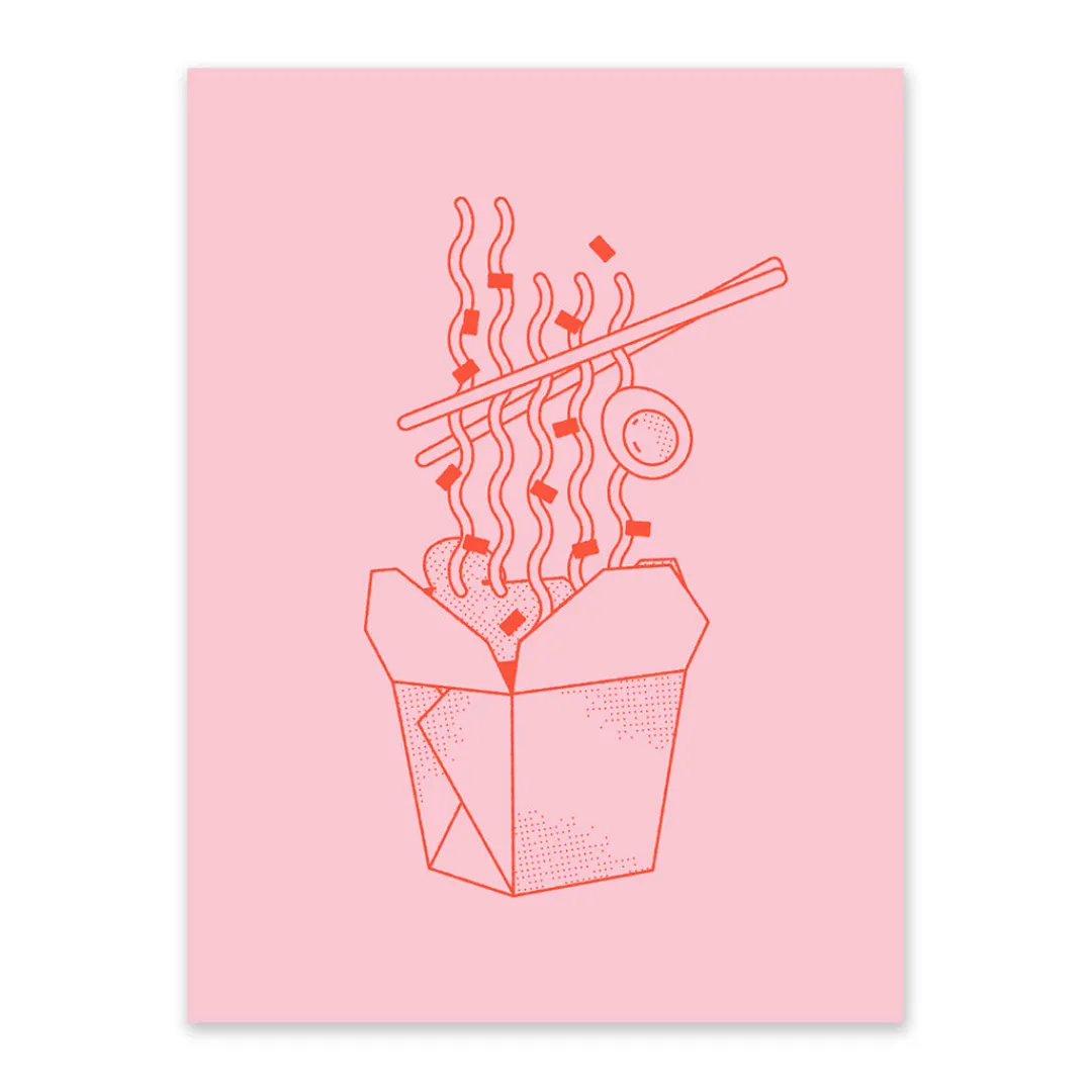 Ohh Deer Prints*Pink and Red Noodle Box Riso Print (8x6)