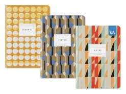 Vu0026A Premium Notebooks|Stationery Gifts*Playful Geometrics | 3 Pack of A5 Notebooks