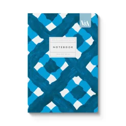 Vu0026A Premium Notebooks|Stationery Gifts*Playful Geometrics Blue Plaid A5 Premium Perfect Bound Notebook