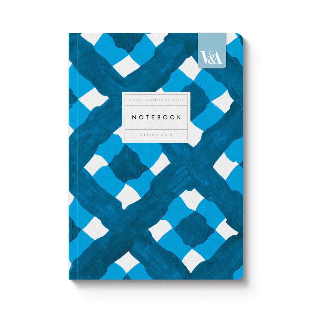 Vu0026A Premium Notebooks|Stationery Gifts*Playful Geometrics Blue Plaid A5 Premium Perfect Bound Notebook