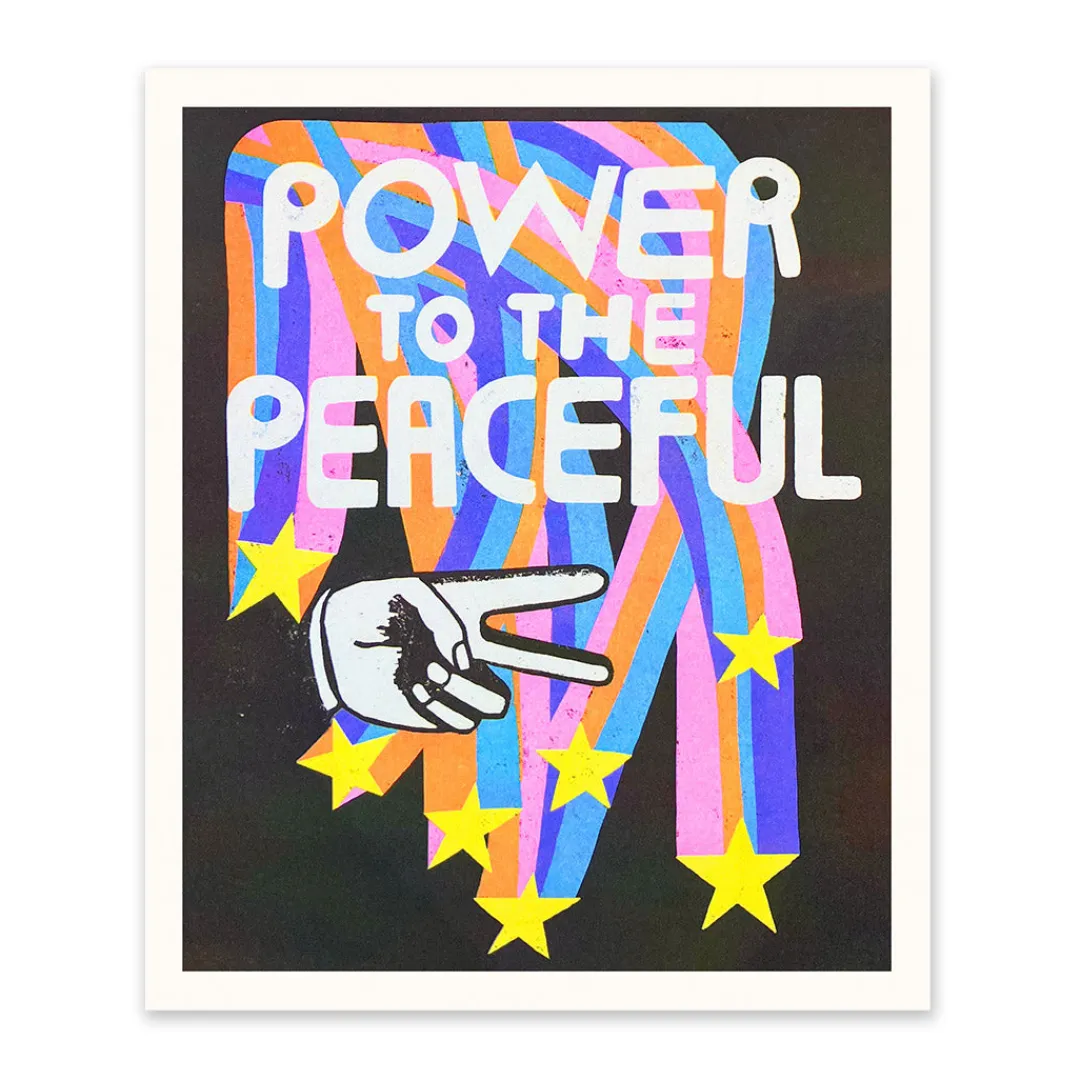 Ohh Deer Prints*Power to the Peaceful Riso Print (12x10)
