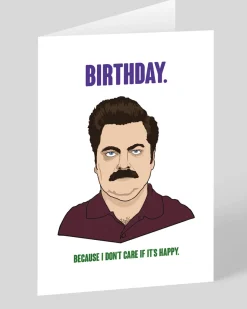 The Red Swan Birthday|Birthday Cards*Ron Swanson Happy Birthday Card | Ohh Deer
