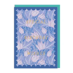 Vu0026A Birthday Cards*Scalloped Blue Arts & Crafts Birthday Card