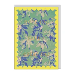Vu0026A Birthday Cards*Scalloped Green and Blue Birds Birthday Card