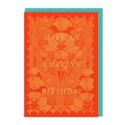 Vu0026A Birthday Cards*Scalloped Orange Floral Birthday Card