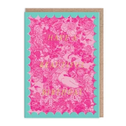 Vu0026A Birthday Cards*Scalloped Pink Peacock Birthday Card
