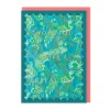 Vu0026A Birthday Cards*Scalloped Turquoise Birds of Paradise Birthday Card