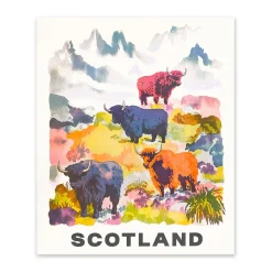 Ohh Deer Prints*Scotland Highland Cows Riso Print (12x10)