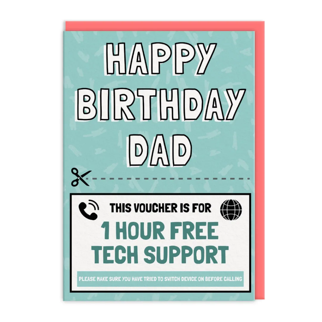 AbiGoLucky Birthday Cards*Tech Support Voucher Dad Birthday Card 💻 | Ohh Deer