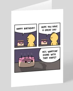 Safely Endangered Birthday|Birthday Cards*Whatcha' Doing With That Knife? Birthday Card | Ohh Deer