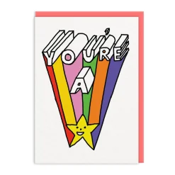 Constant Bagel Therapy Birthday Cards*You're A Star Rainbow Greeting Card